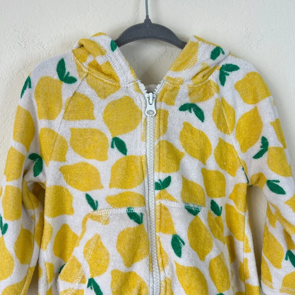 Hanna Andersson Yellow Lemon Print Hooded Kids Swim Coverup
